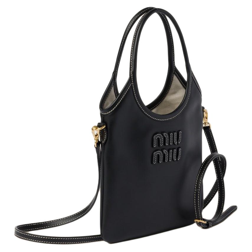 Кожаная сумка через плечо MIU MIU черная — фото 2