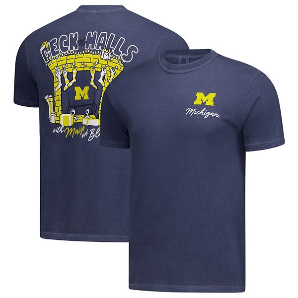 

Мужская футболка Michigan Wolverines Deck the Halls Comfort Colors в темно-синем цвете Image One