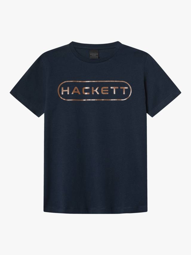 

Детская хлопковая футболка с металлическим логотипом Hackett London, Navy