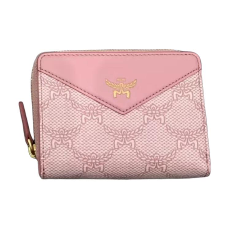 

MCM Миниатюрный женский кошелёк из текстиля с кожаными вставками розовый