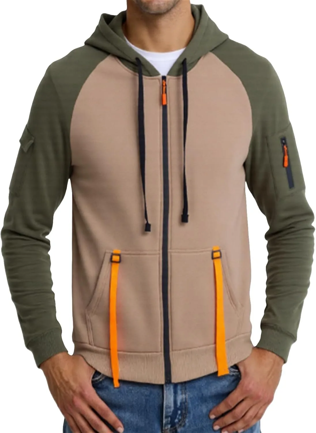 

Толстовка с капюшоном evzosrz на молнии, легкая, с карманами-кенгуру