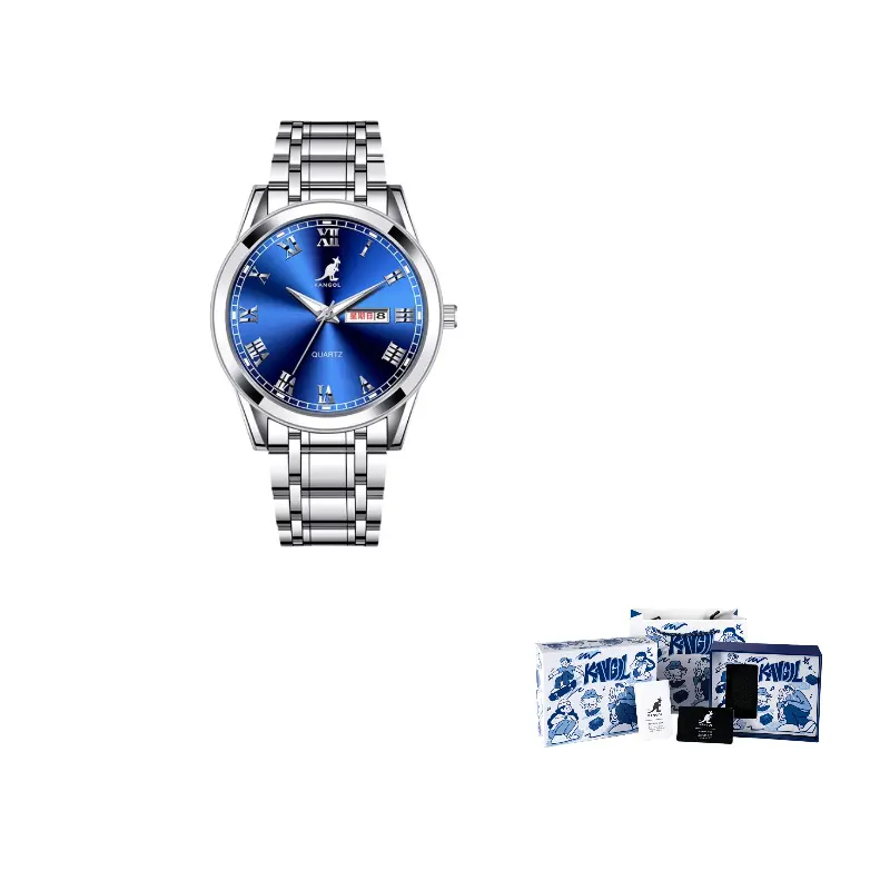 

KANGOL Кварцевые часы из нержавеющей стали с черным циферблатом