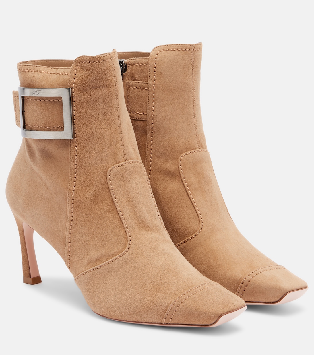 Замшевые ботильоны Trompette 70 Roger Vivier, Tabacco Chiaro