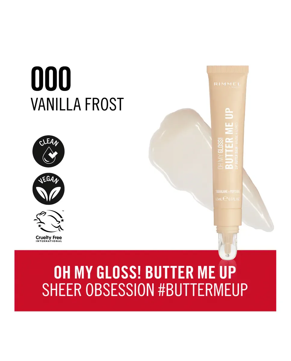 Блеск для губ Oh My Gloss Butter Me Up Lip Care London Rimmel, 000 Vanilla Frost — фото 4