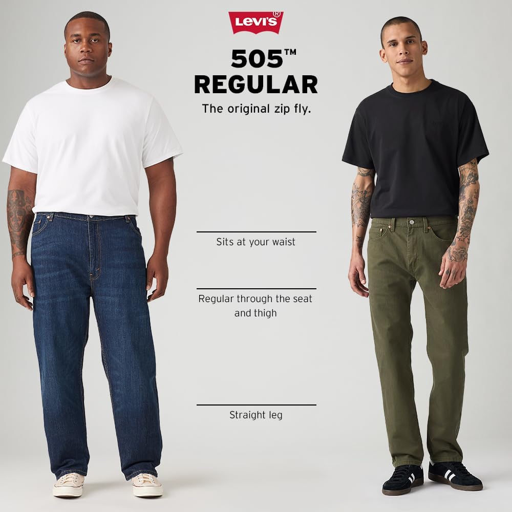 Мужские джинсы Levi's 505 Regular Fit, темно-синий с зеленым отливом — фото 4