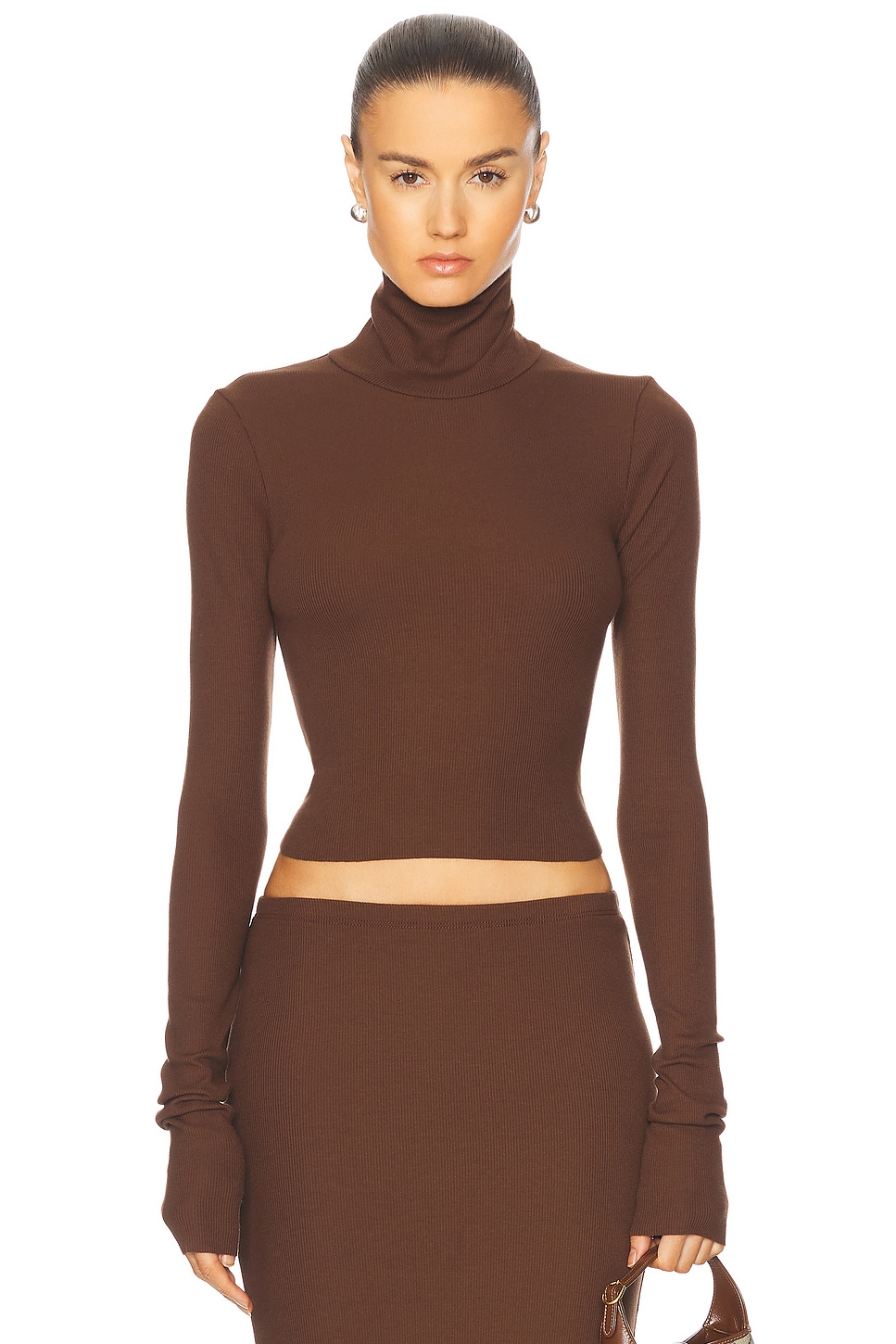 

Cropped Fitted Turtleneck Топ Eterne, Chocolate