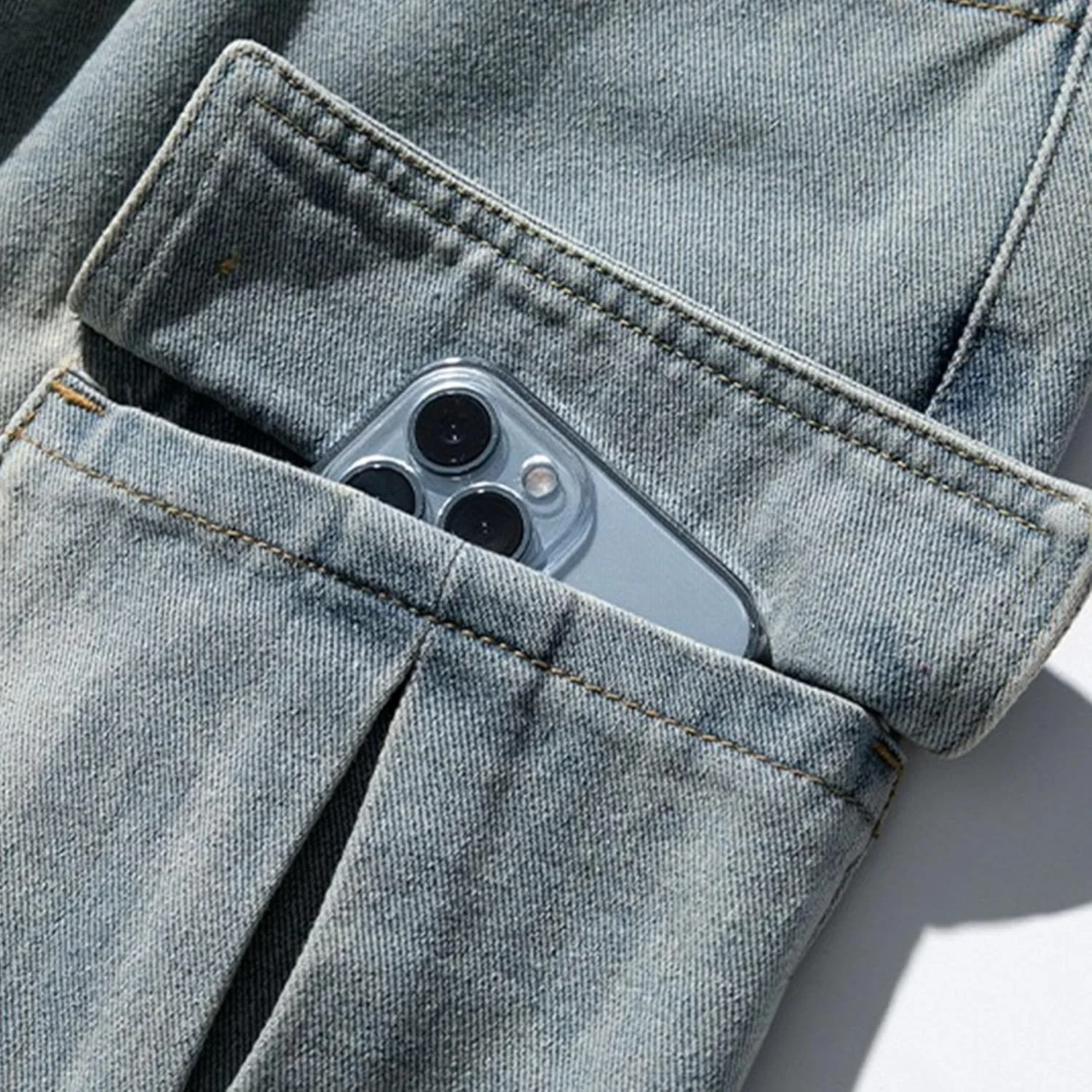 Джинсы свободные, Baggy Cargo, Синий — фото 3