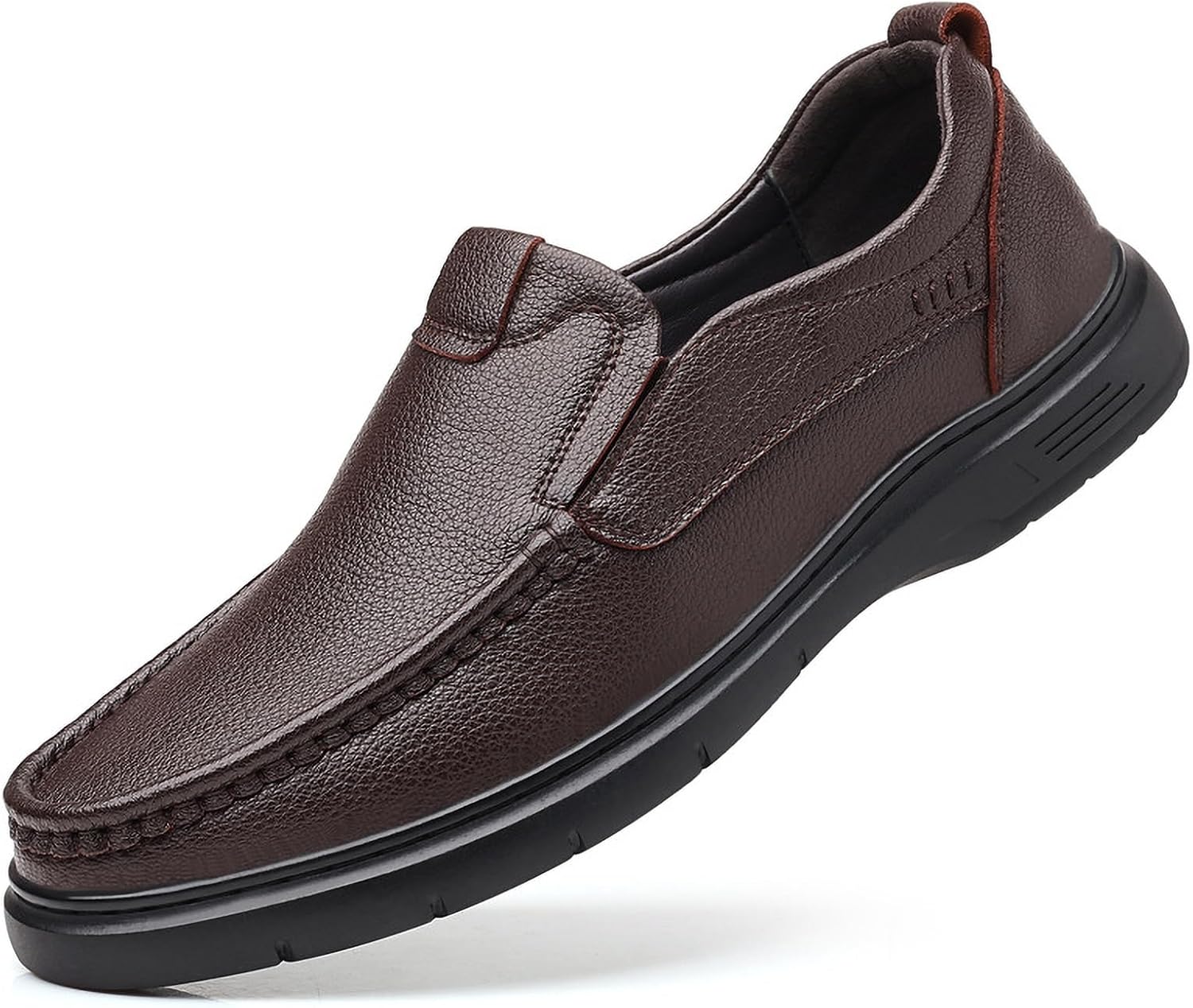 

Мужские мягкие кожаные лоферы с заостренным носком, удобные, легкие, дышащие, нескользящие, повседневные мокасины для прогулок, работы, вождения и на улицу Azagneem, коричневый