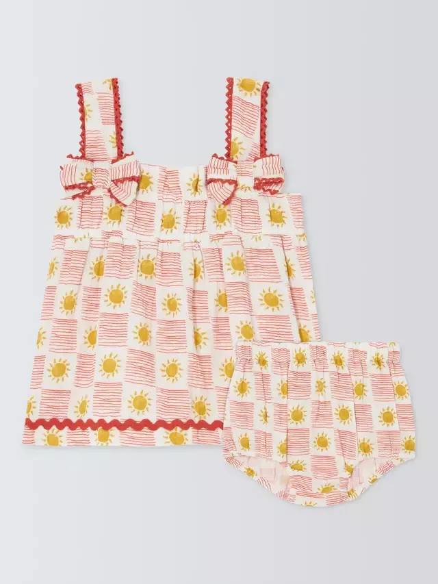 Комплект Baby Sunshine: платье и трусики, красная клетка John Lewis