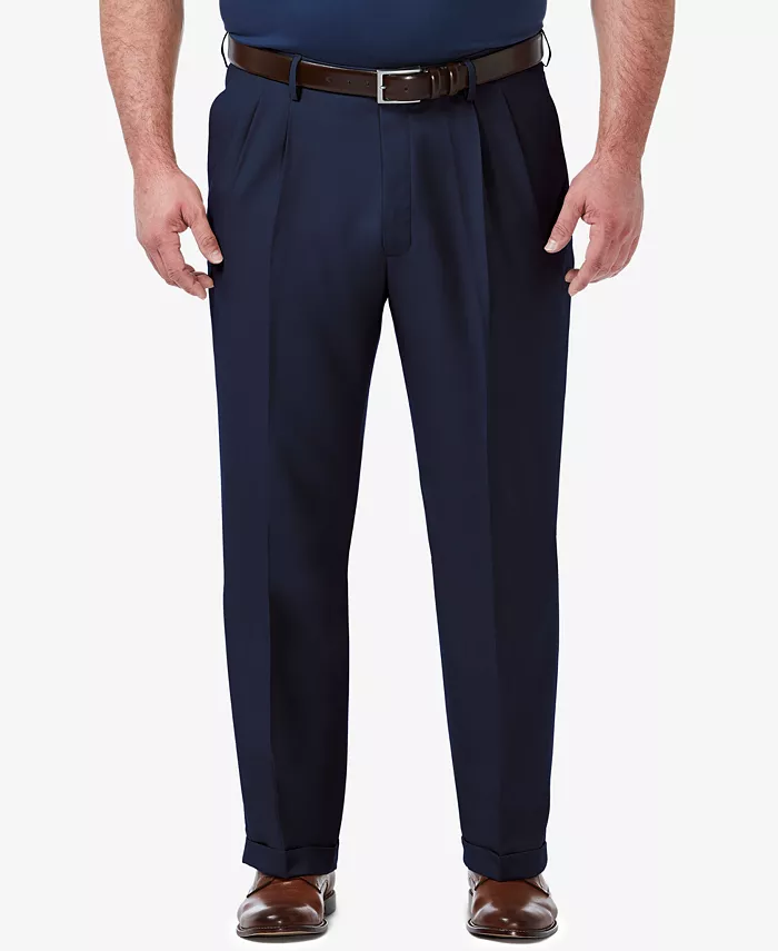

Мужские классические брюки со складками Big & Tall Premium Comfort Stretch, однотонные Haggar, синий