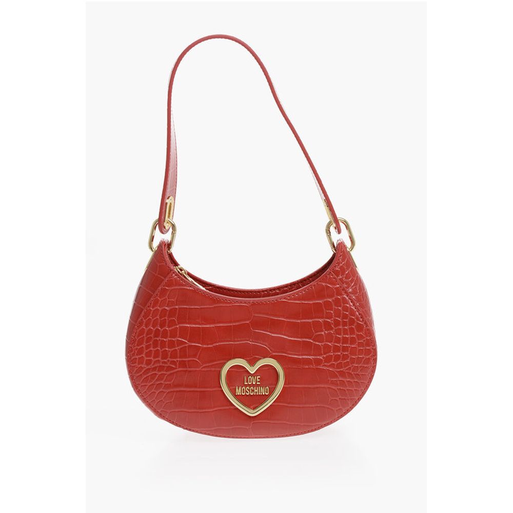

Сумка-хобо LOVE из искусственной кожи с эффектом крокодила и золотым сердцем Moschino, Red