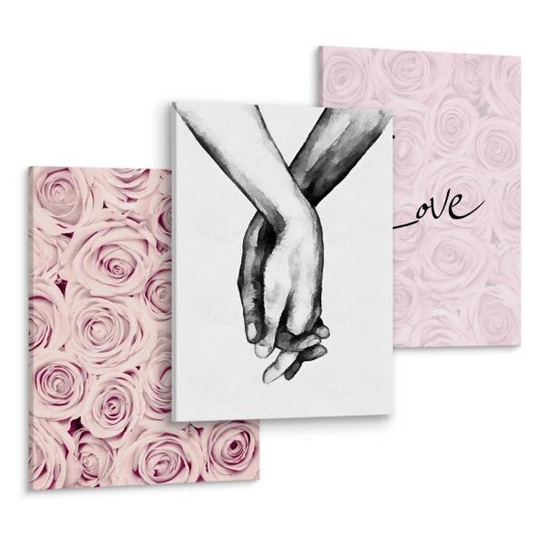 

Картины на холсте Muralo Set Rosen Hände Love цвет schwarz/altrosa/grau/weiß