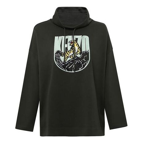 

Толстовка gold tiger long sleeves hoodie 'military green' Kenzo, зеленый
