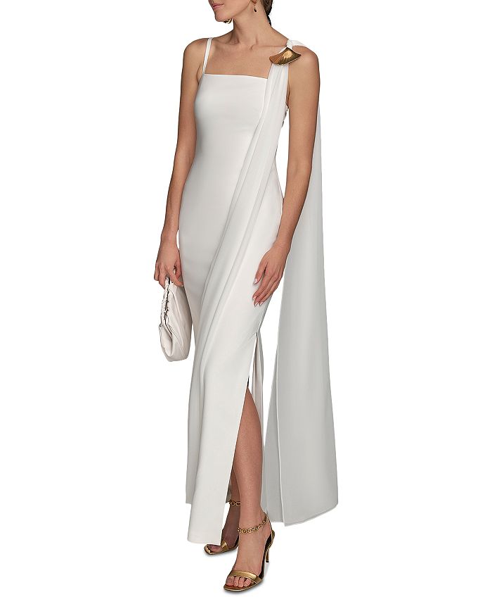 

Платье с квадратным вырезом Sash Donna Karan, слоновая кость/кремовый