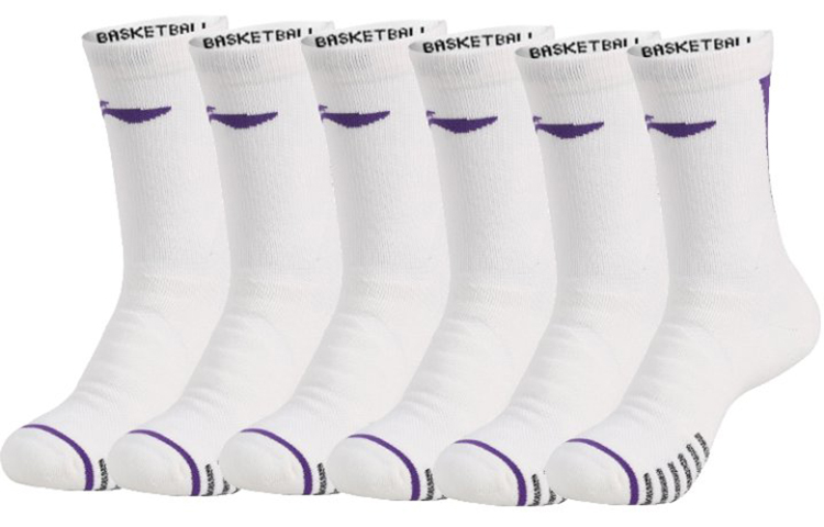 

Носки спортивные Li-Ning Unisex Combo Set, белый фиолетовый (6 pack)