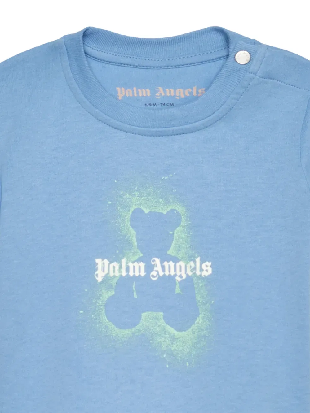 Футболка с изображением медведя-спрей Palm Angels Kids, синий — фото 4