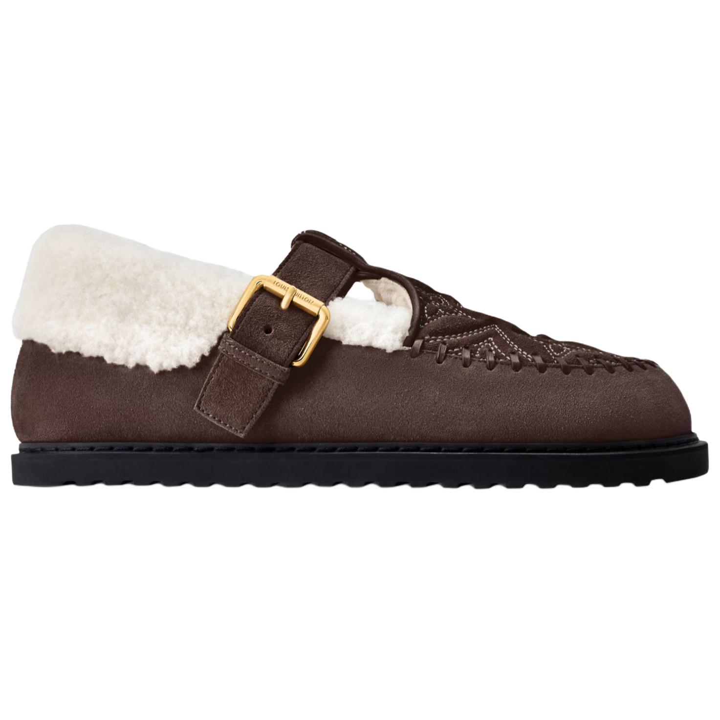 LOUIS VUITTON Grace Coddington Collaboration, Kitten Catogram Collection, туфли-мэри джейн на плоской подошве, женские, Dark Brown — фото 3