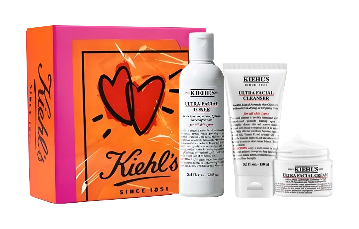 Kiehl's Набор увлажняющего водяного крема для ухода за кожей, освежающий и успокаивающий, 150 мл+250 мл+50 мл, Three-Piece Set: High Hydrating Cleanser 150ml+High Hydrating Toner 250ml+High Hydrating Cream 50ml
