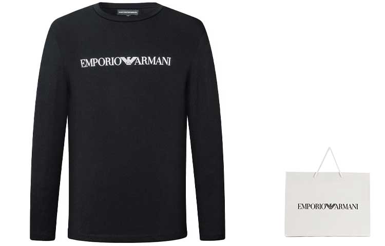 Футболка с логотипом EMPORIO ARMANI, черная — фото 4