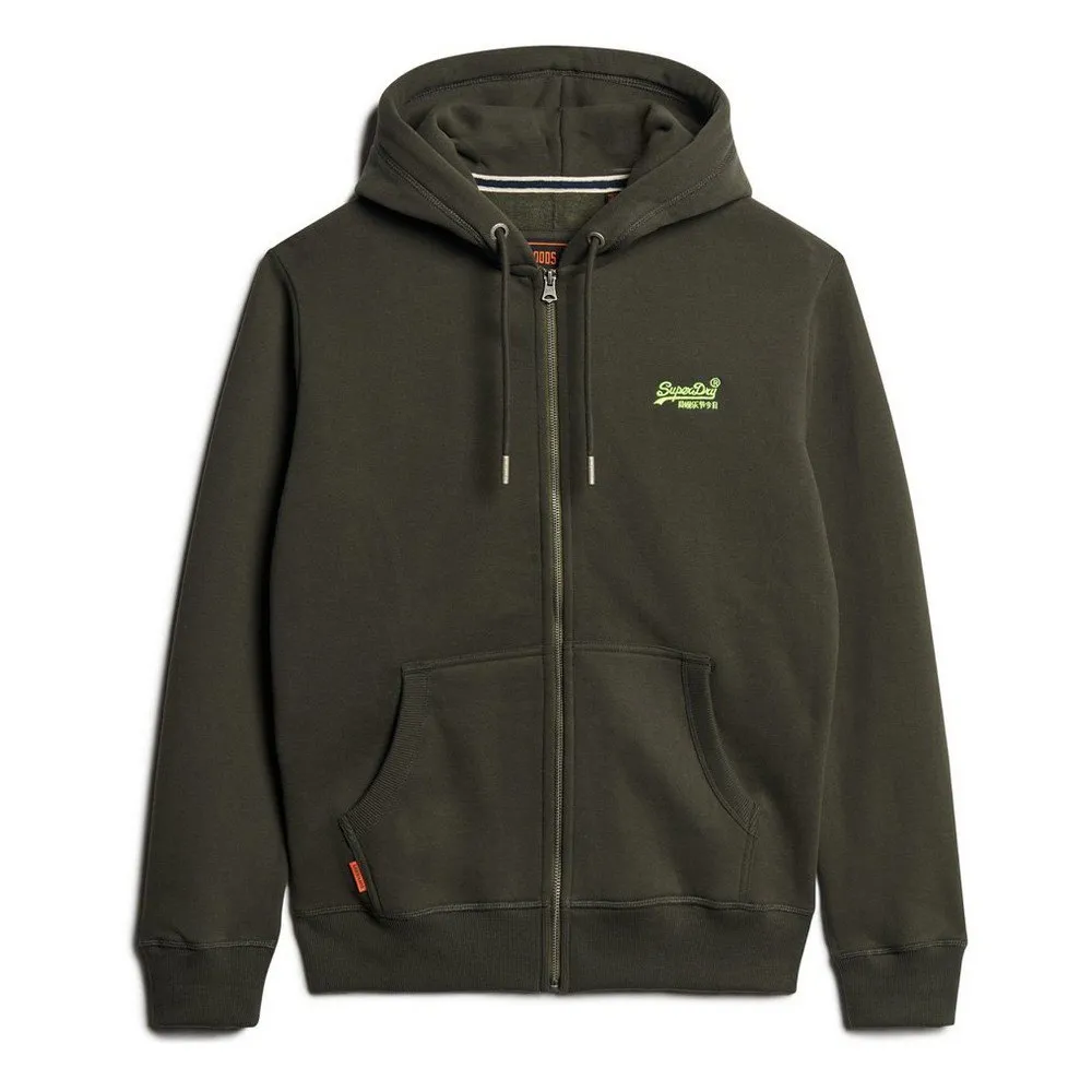 

Толстовка Superdry Essential Logo full zip, зеленый