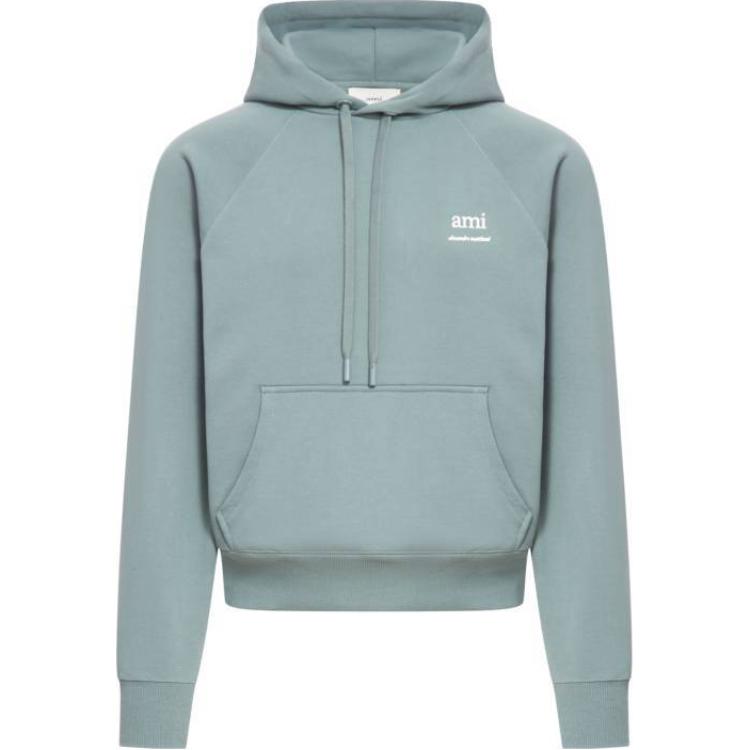 

Толстовка с капюшоном на шнурке и принтом логотипа Ami Paris Ami De Coeur AMIPARIS, серый