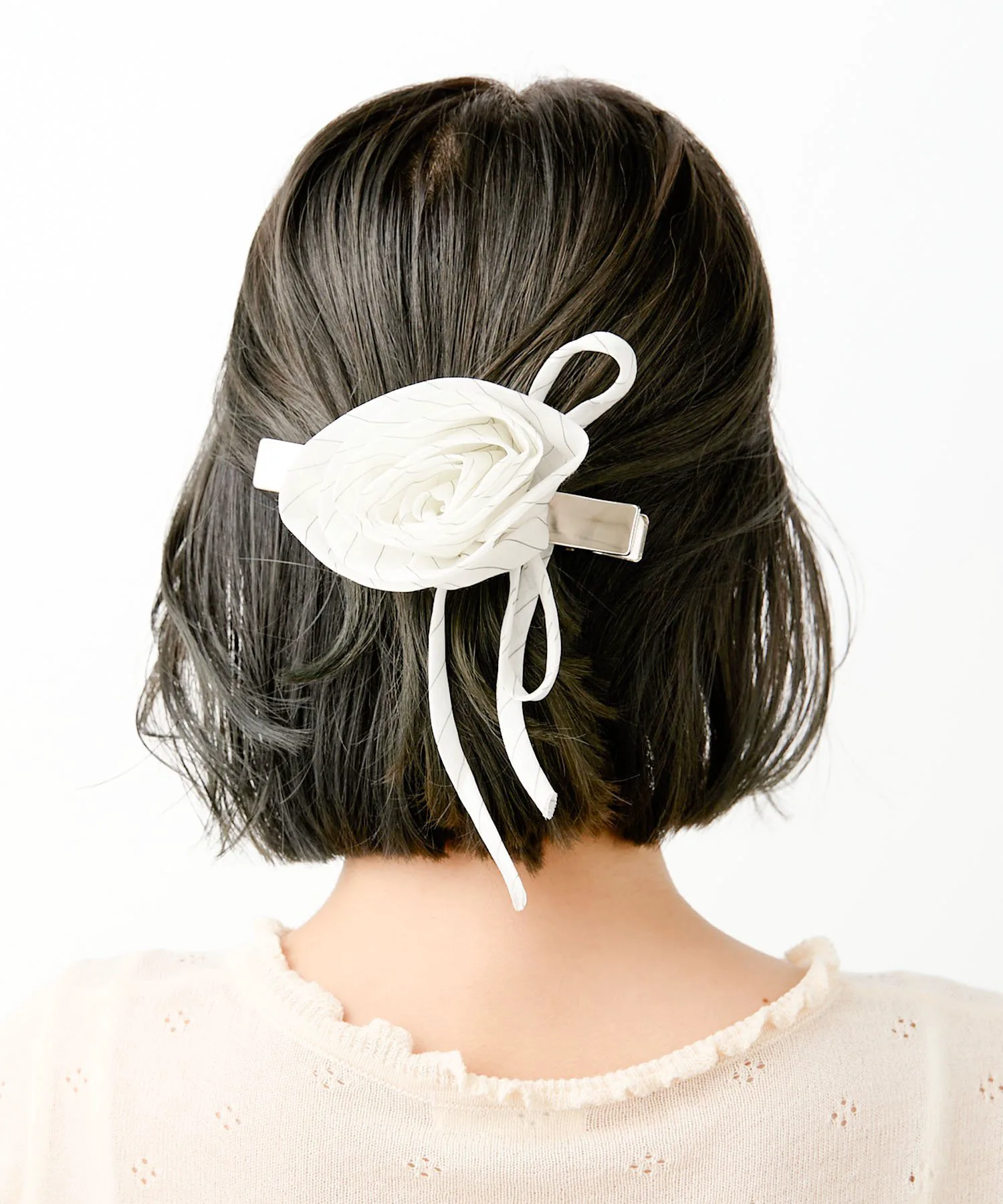 Заколка для волос в полоску с розой Casselini, white