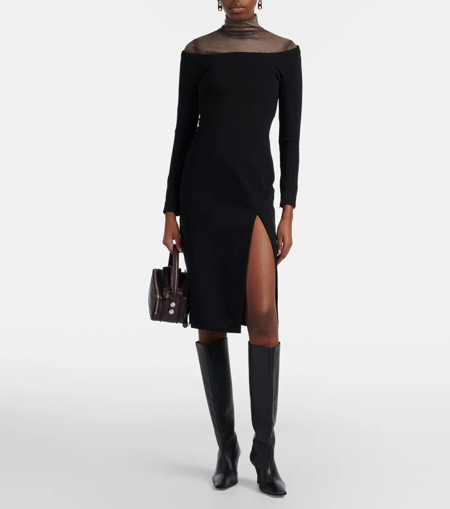 Платье миди с открытыми плечами Acne Studios, черный — фото 2