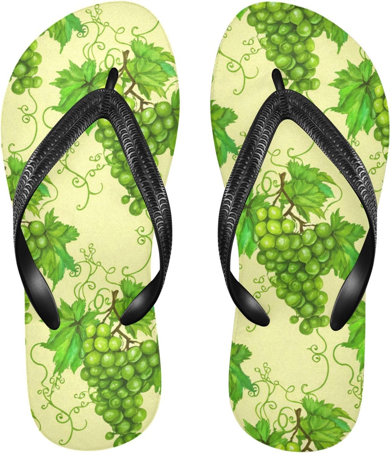 

Желтые шлепанцы с рисунком виноградных листьев, пляжные сандалии-вьетнамки, резинескользящие летние тапочки для женщин и мужчин Sinestour