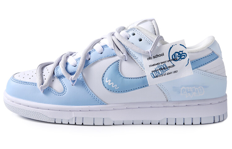

Кроссовки Nike Dunk Skateboard Shoes Women's Low-Top White Blue, Синий, Кроссовки Nike Dunk Skateboard Shoes Women's Low-Top White Blue