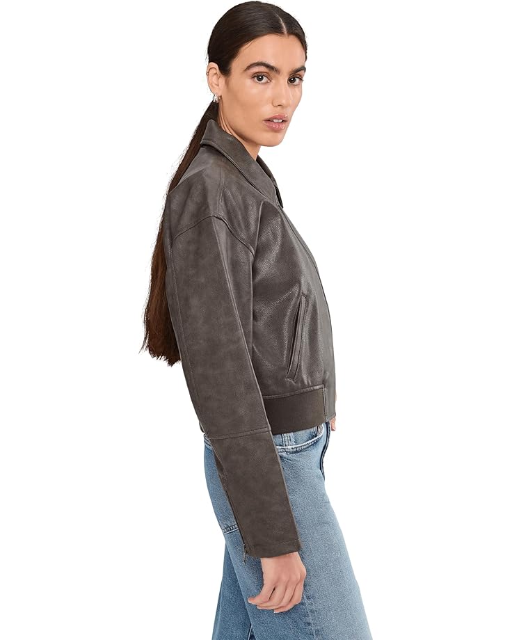 Женская куртка-бомбер Levi's Faux Leather With Laydown Collar, Ash — фото 3