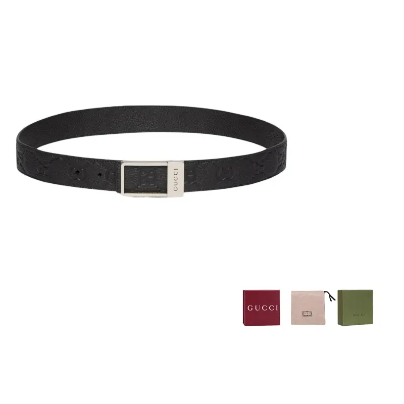 

Ремень реверсивный с прямоугольной пряжкой GUCCI, черный