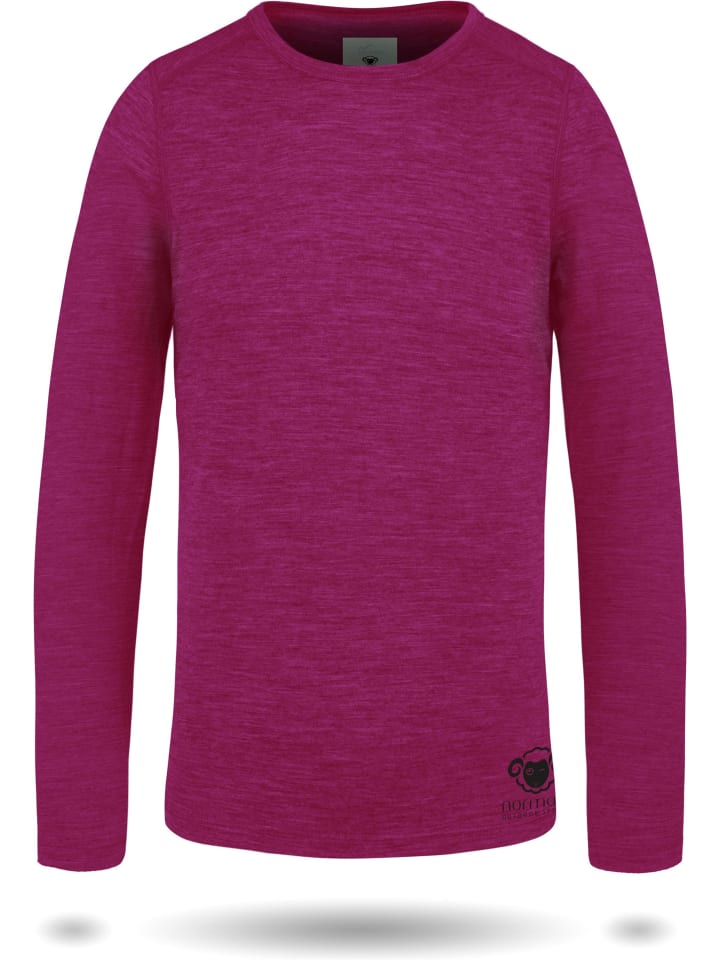 

Normani Outdoor Sports Детская футболка с длинным рукавом из мериносовой шерсти "Брум" цвета фуксии