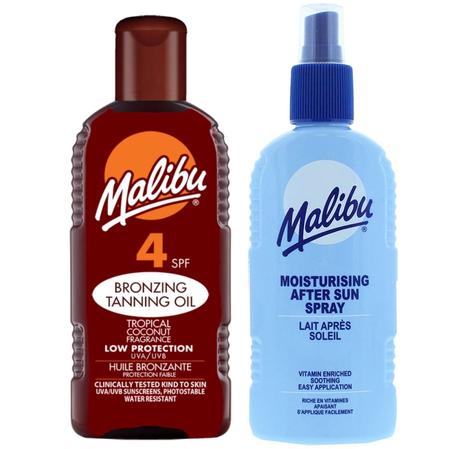 Солнцезащитное масло Malibu SPF4 200 мл + Бальзам-спрей после загара 200 мл