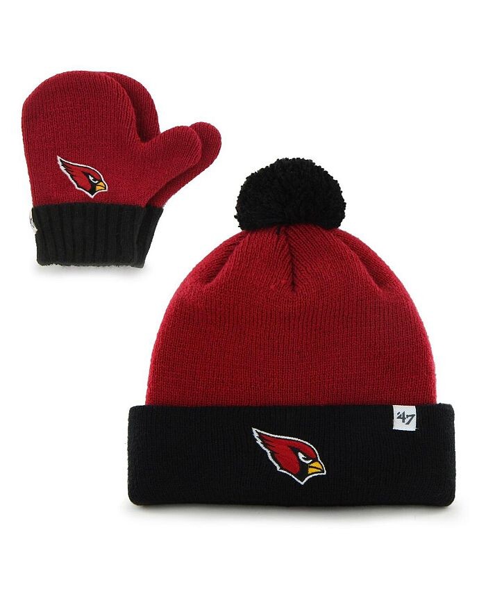 

Черный комплект Arizona Cardinals Bam Bam с манжетами, помпоном и варежками '47 Brand, красный