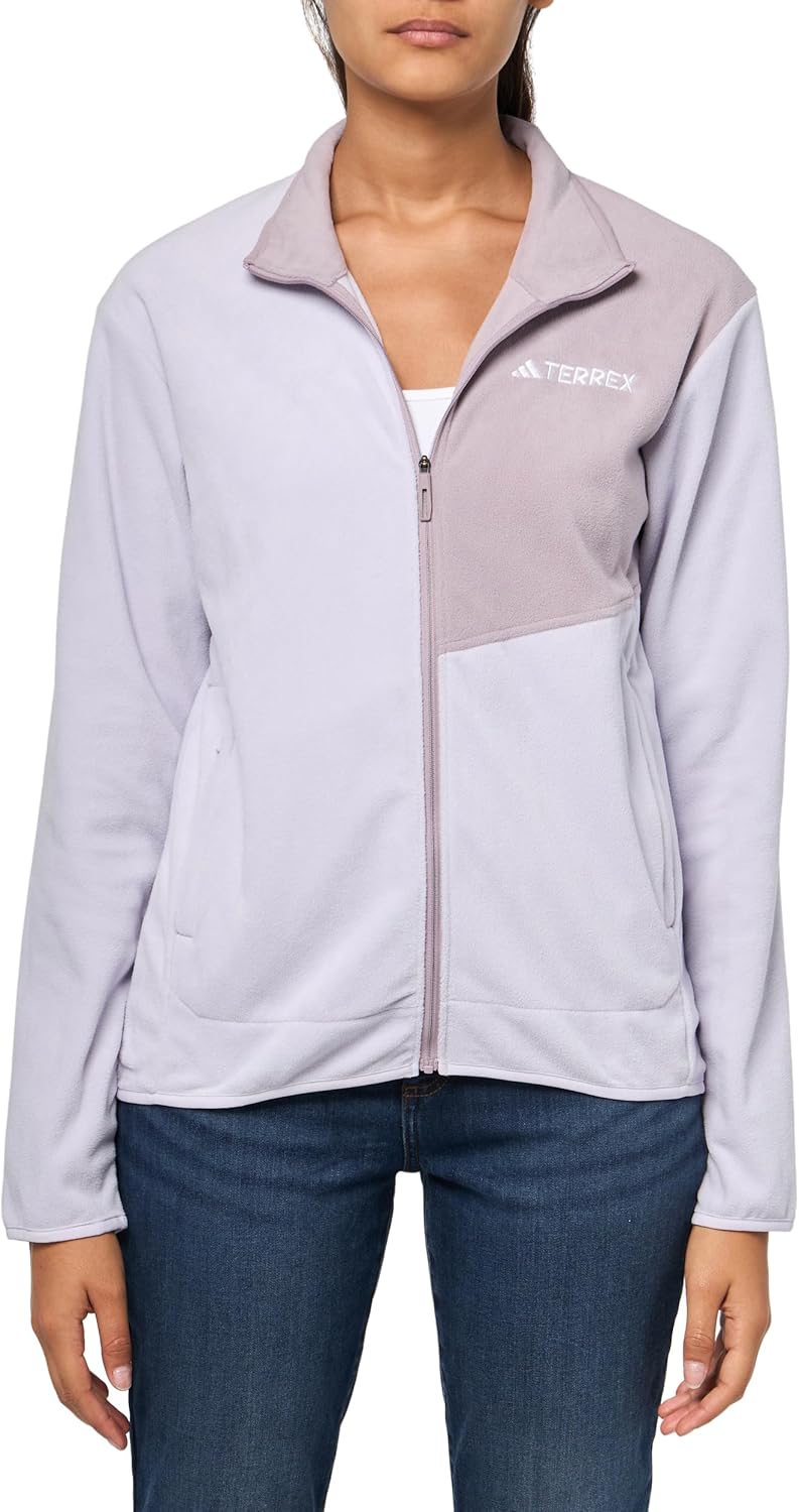 

adidas Женская флисовая куртка Terrex Multi с полной застежкой-молнией, Silver Dawn/Preloved Fig