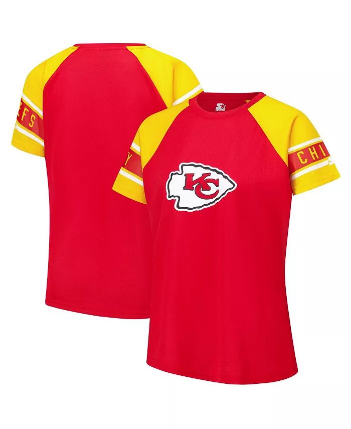 

Женская красная футболка Kansas City Chiefs 1st Rounder Color Block Raglan Starter