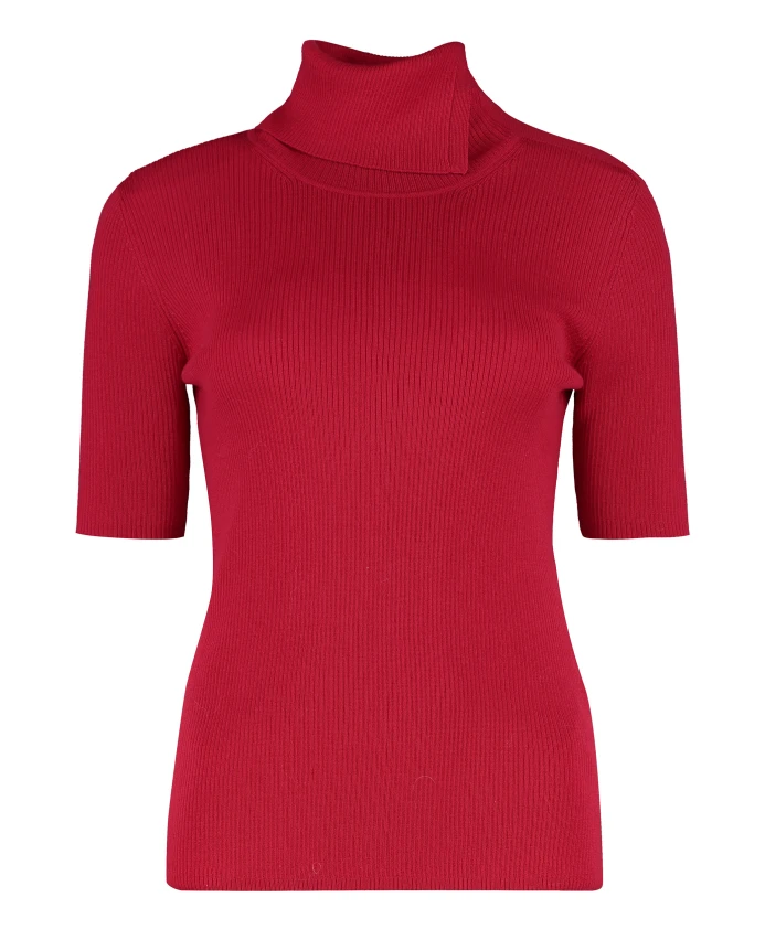 

Ребристый шерстяной свитер с высоким воротником P.A.R.O.S.H., красный