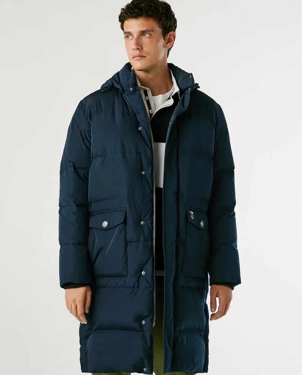 

Мужская длинная парка с регулируемым капюшоном Pepe Jeans, темно-синий