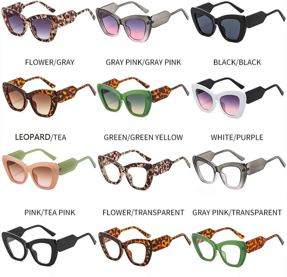 

Модные солнцезащитные очки «кошачий глаз» для женщин, винтажные, роскошная оправа, защита от ультрафиолета UV400, увеличенный размер HVTVTLA, Flower Gray