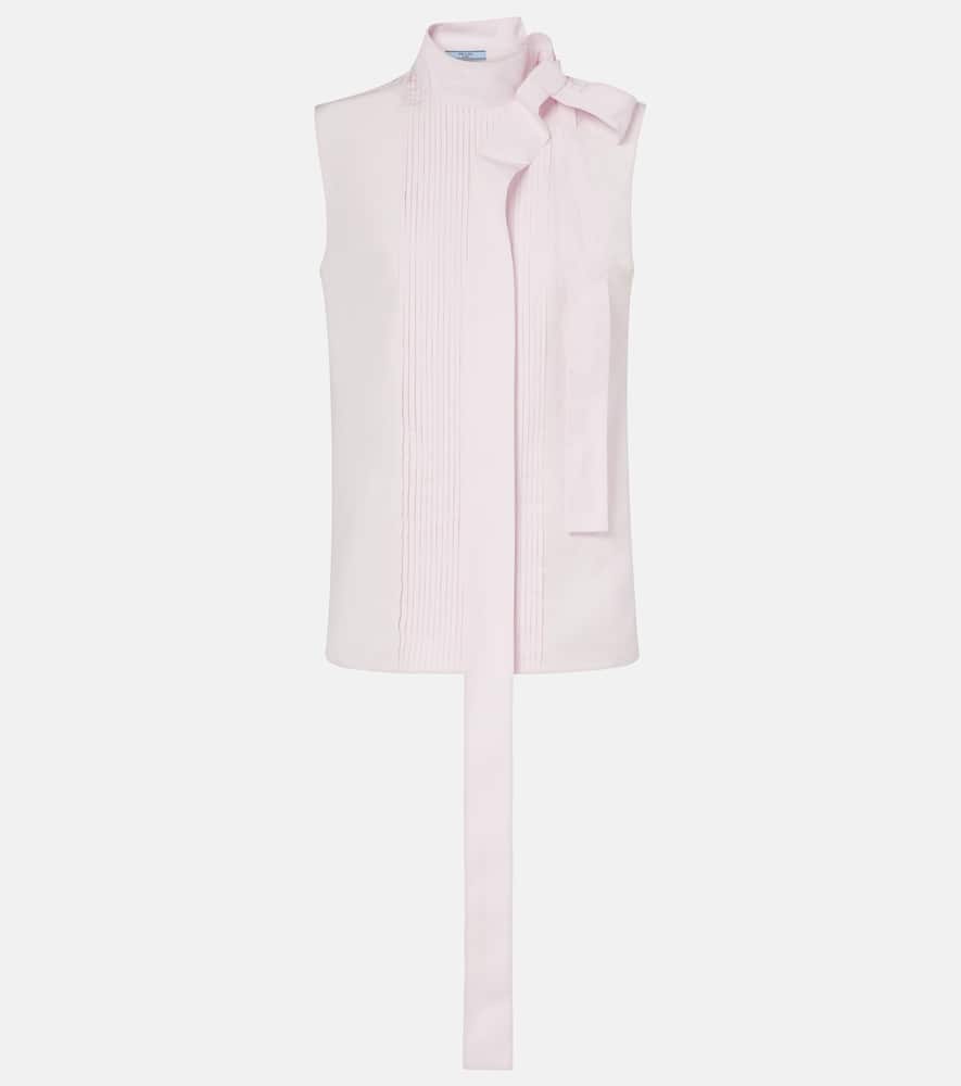 

Топ из хлопкового поплина с плиссировкой и бантиком Prada, Petalo