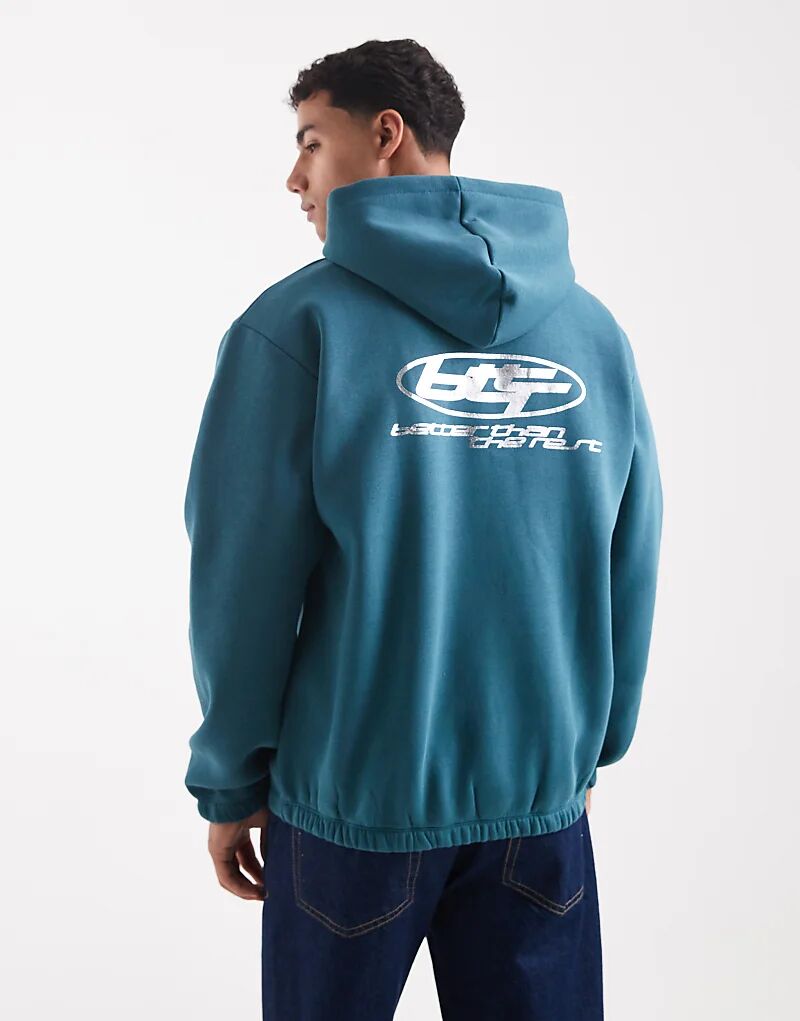 

Худи ASOS DESIGN с металлическим спортивным принтом в цвете «бирюзовый»