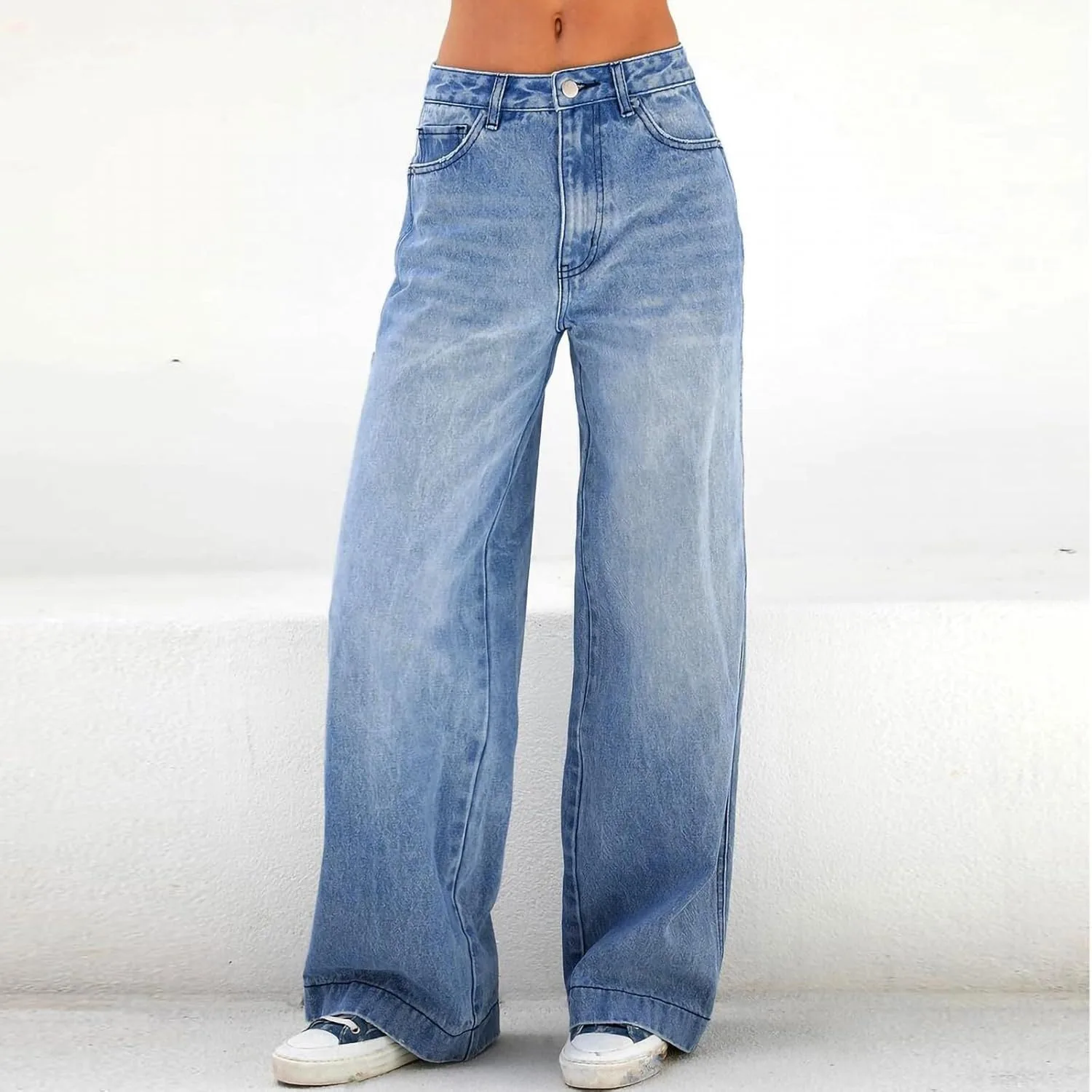 Женские джинсы sweatpant Y2K широкие с высокой талией и карманами — фото 2