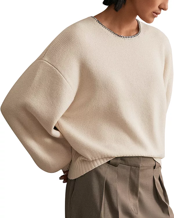 

Свитер с отделкой в виде ожерелья Нади Reiss, белый