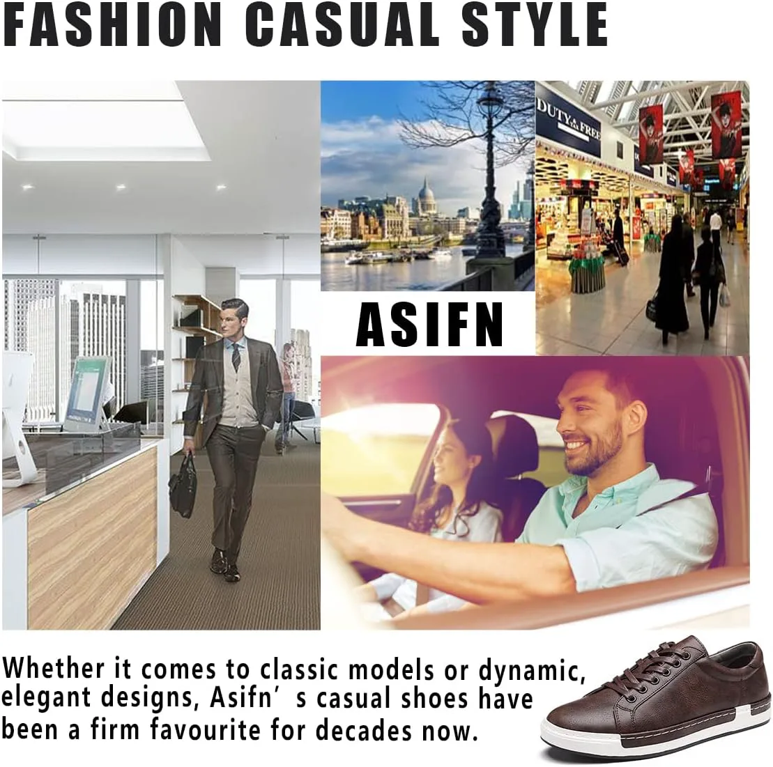 Мужские кожаные повседневные туфли на шнуровке Oxfords, модные, нескользящие, удобные кеды для бизнеса Asifn, коричневый — фото 3