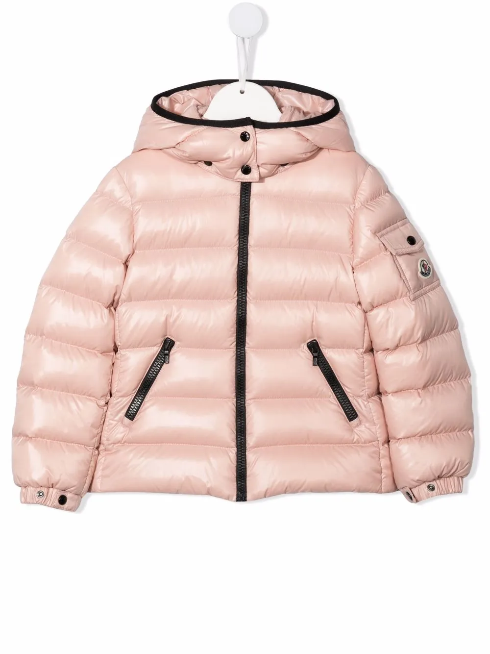 

Пуховик с контрастной отделкой Moncler Enfant, розовый