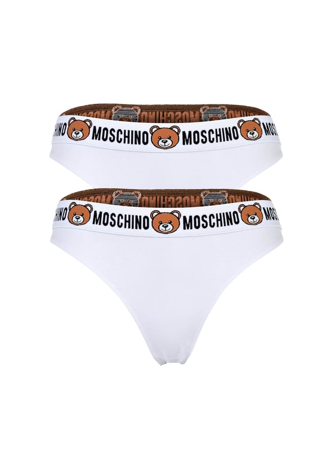 

Трусы 2-упаковка - трусы из хлопковой смеси с логотипом на поясе простые Moschino, белый