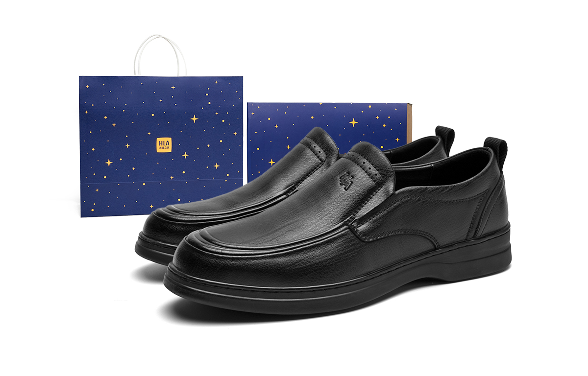 

HLA Мужские кожаные тапочки на мягкой подошве с подкладкой из черного флиса, дышащие, удобные, повседневные, устойчивые к истиранию, для мужчин среднего возраста