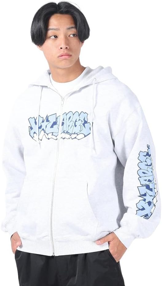 

Мужская толстовка с капюшоном на молнии с граффити, размер XL Xlarge, пепельный