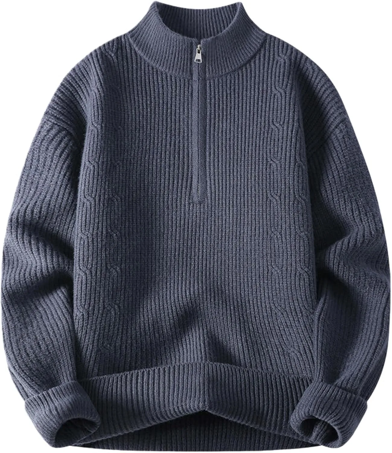 

Мужской повседневный теплый однотонный свитер-полузип с длинным рукавом FOLKFOLD