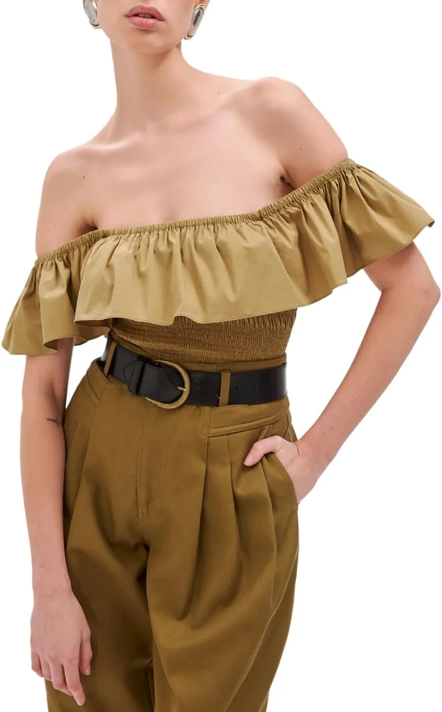 

Ronny Kobo Женский топ Dira с открытыми плечами из поплина